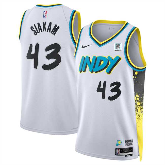 Mens Indiana Pacers #43 Pascal Siakam White 2024-25 City Edition Stitched Jersey Dzhi